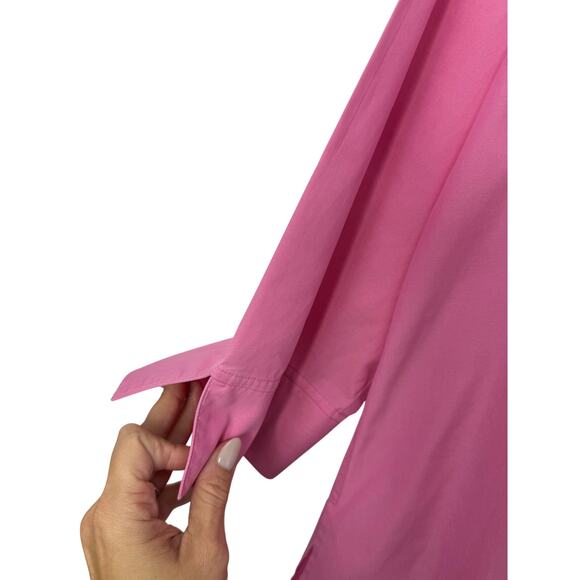 Foxcroft Heritage Non-Iron Shirt 18W Pink Cotton Poplin Button Front Classic - Picture 5 of 10